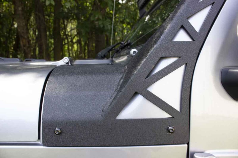 Jeep JT Gladiator Light Mounting Brackets - Windshield - Fishbone Offroad - Black Textured Powder Coat - `20-`27